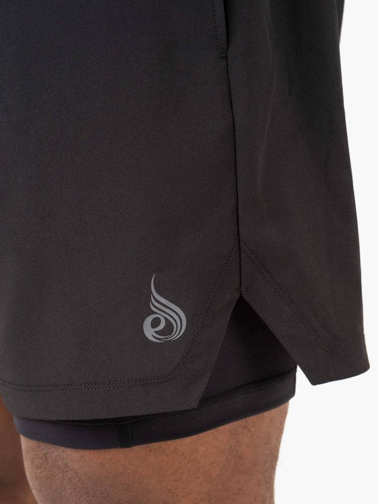 Szorty Męskie Ryderwear Men Shorts Pursuit 2 In 1 Treningowe Czarne | PL2756BC