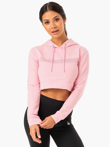 Bluzy Z Kapturem Damskie Ryderwear Women Hoodie Hybryd Fitted Różowe | PL2472PQ