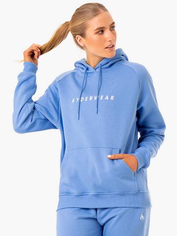 Bluzy Z Kapturem Damskie Ryderwear Women Hoodie Off Duty Fleece Niebieskie | PL2497AP