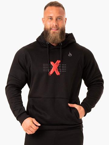 Bluzy Z Kapturem Męskie Ryderwear Men Hoodie RWXKG Fleece Czarne | PL2664LH