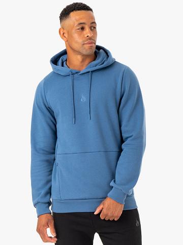 Bluzy Z Kapturem Męskie Ryderwear Men Hoodie Restore Pullover Niebieskie | PL2668GL