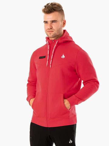 Bluzy Z Kapturem Męskie Ryderwear Men Hoodie Recharge Zip Up Czerwone | PL2677YU