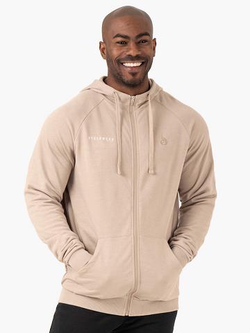 Bluzy Z Kapturem Męskie Ryderwear Men Hoodie Pursuit Zip Up Brązowe | PL2681WY