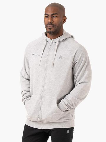 Bluzy Z Kapturem Męskie Ryderwear Men Hoodie Pursuit Zip Up Głęboka Szare | PL2683MA