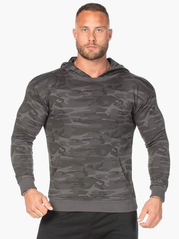 Bluzy Z Kapturem Męskie Ryderwear Men Hoodie Camo Pullover Czarne Camo | PL2698SO