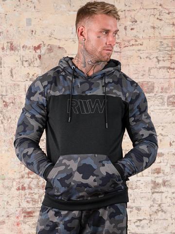 Bluzy Z Kapturem Męskie Ryderwear Men Hoodie Camo Czarne Camo | PL2700PQ