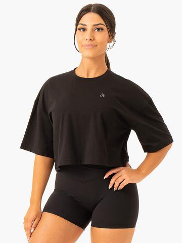 Koszulki Damskie Ryderwear Women T Shirts Balance Oversized Tee Czarne | PL1388DN