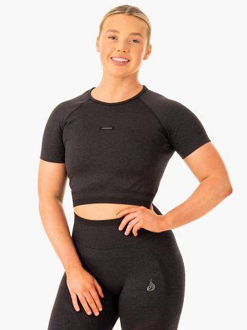 Koszulki Damskie Ryderwear Women T Shirts Excel Seamless Czarne | PL1400NB