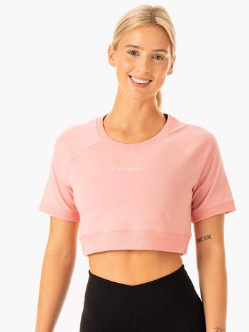 Koszulki Damskie Ryderwear Women T Shirts Revival Bawełniane Różowe | PL1402QZ