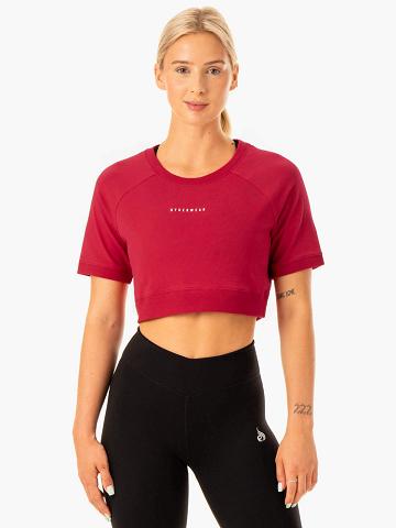 Koszulki Damskie Ryderwear Women T Shirts Revival Bawełniane Czerwone | PL1403WY