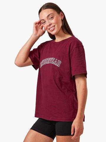 Koszulki Damskie Ryderwear Women T Shirts Oversized Bordowe | PL1408UT