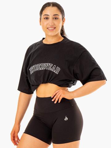 Koszulki Damskie Ryderwear Women T Shirts Oversized Czarne | PL1414DN