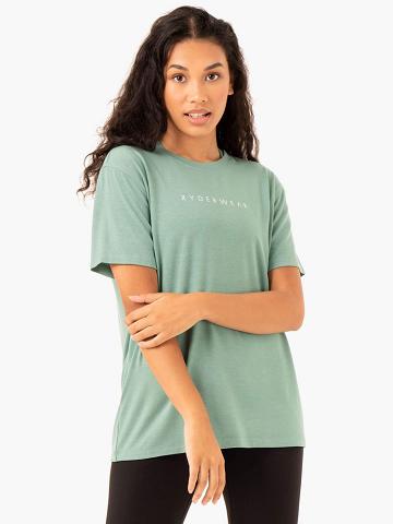 Koszulki Damskie Ryderwear Women T Shirts Boyfriend Longline Oliwkowe | PL1422XF