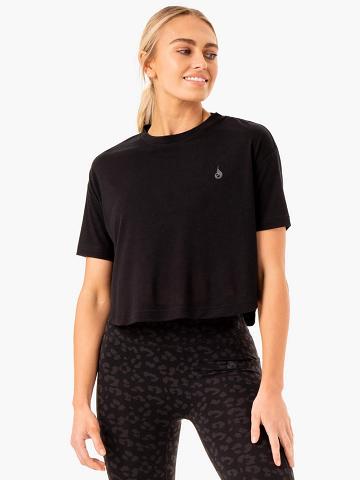 Koszulki Damskie Ryderwear Women T Shirts Ultra Scoop Czarne | PL1428QZ