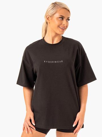 Koszulki Damskie Ryderwear Women T Shirts Staples Oversized Tee Czarne | PL1430EX