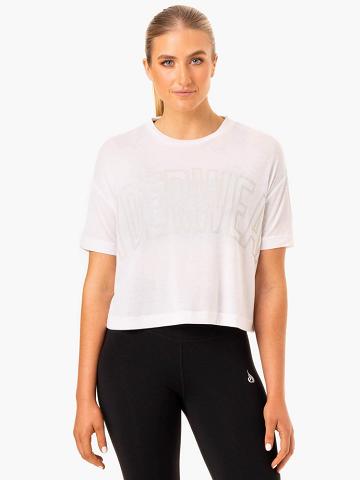 Koszulki Damskie Ryderwear Women T Shirts Replay Boxy Tee Białe | PL1432TV