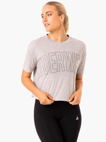 Koszulki Damskie Ryderwear Women T Shirts Replay Boxy Tee Szare | PL1433YU