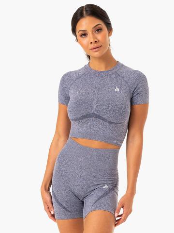 Koszulki Damskie Ryderwear Women T Shirts Sculpt Seamless Granatowe | PL1437PQ