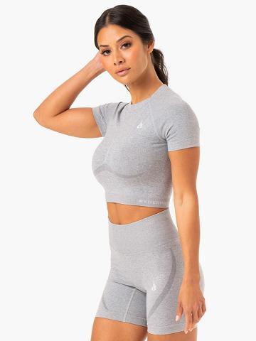 Koszulki Damskie Ryderwear Women T Shirts Sculpt Seamless Szare | PL1438AP