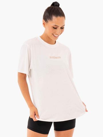 Koszulki Damskie Ryderwear Women T Shirts Define Long Line Białe | PL1449CE