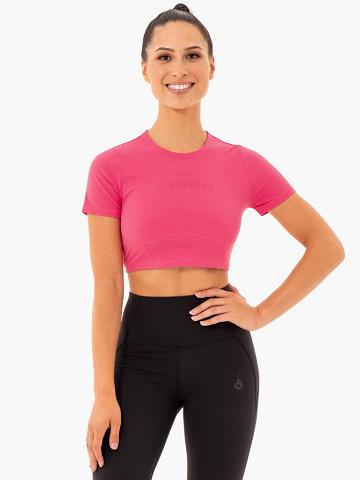 Koszulki Damskie Ryderwear Women T Shirts Sola Fitted Różowe | PL1455WY