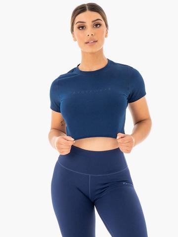 Koszulki Damskie Ryderwear Women T Shirts Motion Cropped Granatowe | PL1471KI