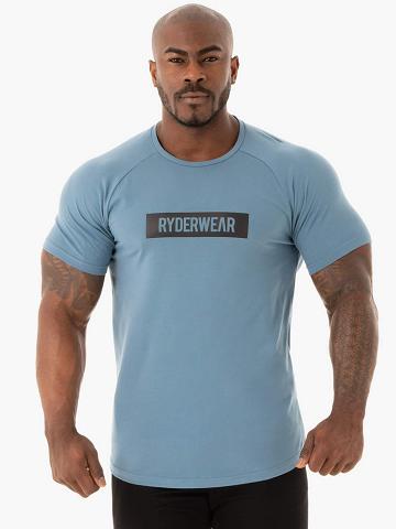 Koszulki Męskie Ryderwear Men T Shirts Base Niebieskie | PL2956AP