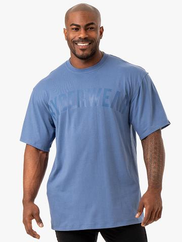 Koszulki Męskie Ryderwear Men T Shirts Force Oversized Niebieskie | PL2922QZ