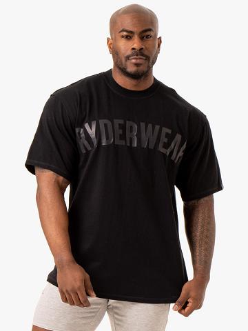 Koszulki Męskie Ryderwear Men T Shirts Force Oversized Czarne | PL2925HK