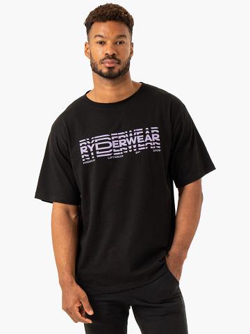 Koszulki Męskie Ryderwear Men T Shirts Grafiką Oversized Unisex Czarne | PL2913PQ