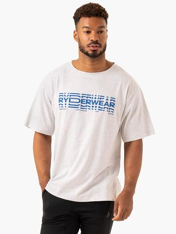 Koszulki Męskie Ryderwear Men T Shirts Grafiką Oversized Unisex Szare | PL2914OR