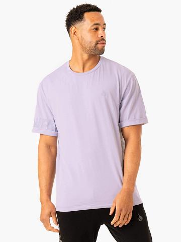 Koszulki Męskie Ryderwear Men T Shirts Heritage Oversized Lawenda | PL2911SO