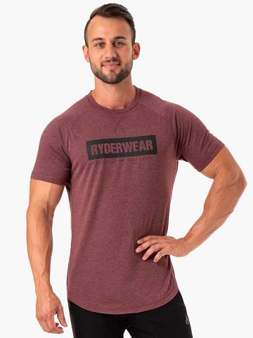 Koszulki Męskie Ryderwear Men T Shirts Iron Bordowe | PL2900CE