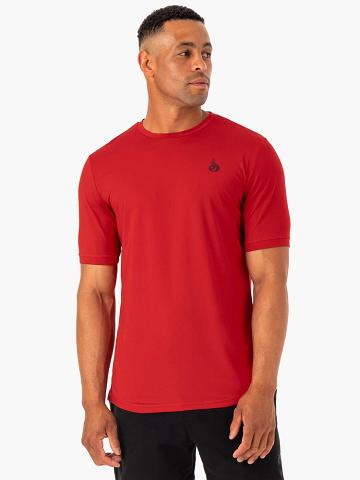 Koszulki Męskie Ryderwear Men T Shirts Optimal Mesh Czerwone | PL2888IS