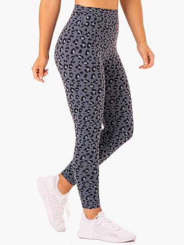 Legginsy Damskie Ryderwear Women Leggings Hybryd Full Length Szare Niebieskie Panterka | PL2242OR