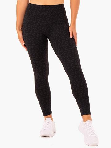 Legginsy Damskie Ryderwear Women Leggings Hybryd Full Length Czarne Panterka | PL2252LH