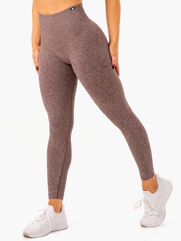 Legginsy Damskie Ryderwear Women Leggings Rib Seamless Czekolada | PL2257BC