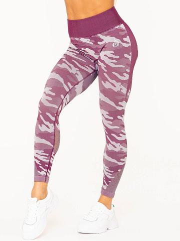 Legginsy Damskie Ryderwear Women Leggings Camo Seamless High Waisted Bordowe Camo | PL2261WY