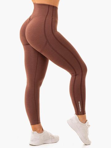 Legginsy Damskie Ryderwear Women Leggings Enhance Scrunch Bum Seamless Czekolada | PL2263RW