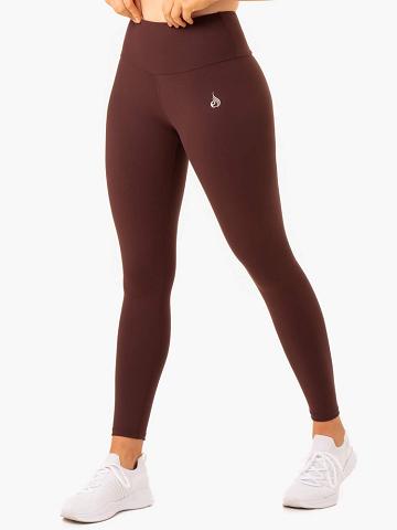 Legginsy Damskie Ryderwear Women Leggings Staples Scrunch Bum Czekolada | PL2264TV