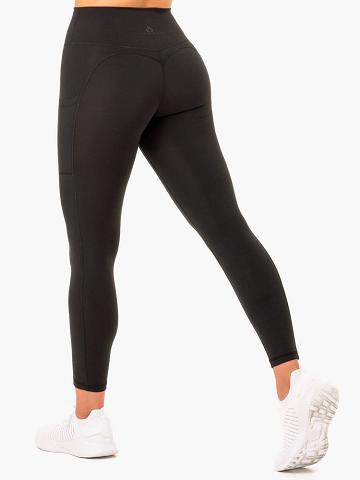 Legginsy Damskie Ryderwear Women Leggings Reset High Waisted Pocket Czarne | PL2270AP