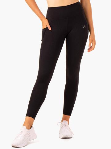 Legginsy Damskie Ryderwear Women Leggings Action High Waisted Pocket Czarne | PL2271SO