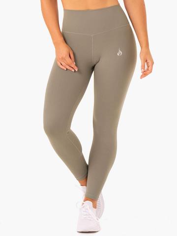 Legginsy Damskie Ryderwear Women Leggings Base Full Length High Waisted Khaki | PL2275HK