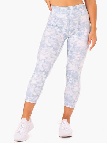 Legginsy Damskie Ryderwear Women Leggings Tie Dye 7/8 Szare Niebieskie | PL2305ZG