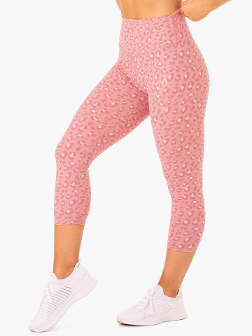 Legginsy Damskie Ryderwear Women Leggings Hybryd 7/8 Różowe Panterka | PL2316PQ