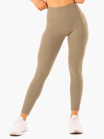 Legginsy Damskie Ryderwear Women Leggings NKD Refine High Waisted Khaki | PL2330CE