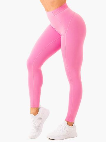 Legginsy Damskie Ryderwear Women Leggings Level Up High Waisted Scrunch Różowe | PL2339DN