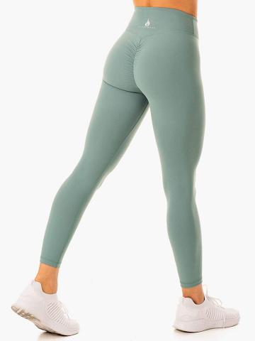 Legginsy Damskie Ryderwear Women Leggings Revival Scrunch Bum Oliwkowe Zielone | PL2362HK