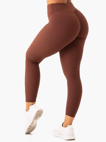 Legginsy Damskie Ryderwear Women Leggings Optic Scrunch Bum Czekolada | PL2373TV