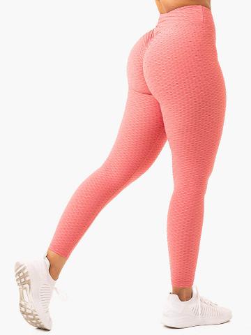 Legginsy Damskie Ryderwear Women Leggings Optic Scrunch Bum Różowe | PL2376WY